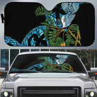 Turquoise New Zealand Kowhai And Piwakawaka Auto Sun Shade Maori Ngaru Paua Shell LT14 Turquoise - Polynesian Pride