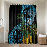 Turquoise New Zealand Kowhai And Piwakawaka Bathroom Set Maori Ngaru Paua Shell LT14 Shower Curtain Only Turquoise - Polynesian Pride