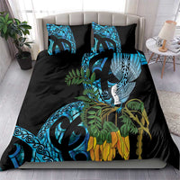Turquoise New Zealand Kowhai And Piwakawaka Bedding Set Maori Ngaru Paua Shell LT14 - Polynesian Pride
