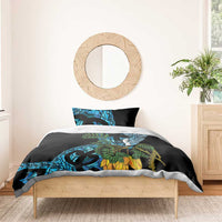 Turquoise New Zealand Kowhai And Piwakawaka Bedding Set Maori Ngaru Paua Shell LT14 - Polynesian Pride