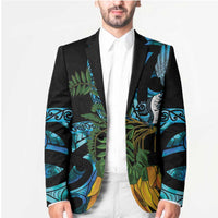 Turquoise New Zealand Kowhai And Piwakawaka Blazer Maori Ngaru Paua Shell LT14 - Polynesian Pride