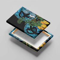 Turquoise New Zealand Kowhai And Piwakawaka Canvas Wall Art Maori Ngaru Paua Shell LT14 - Polynesian Pride