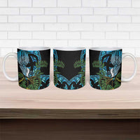 Turquoise New Zealand Kowhai And Piwakawaka Ceramic Mug Maori Ngaru Paua Shell LT14 - Polynesian Pride