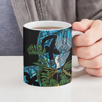 Turquoise New Zealand Kowhai And Piwakawaka Ceramic Mug Maori Ngaru Paua Shell LT14 - Polynesian Pride