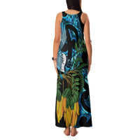 Turquoise New Zealand Kowhai And Piwakawaka Family Matching Tank Maxi Dress and Hawaiian Shirt Maori Ngaru Paua Shell LT14 - Polynesian Pride