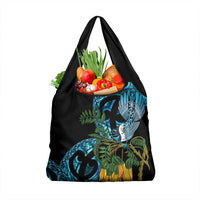 Turquoise New Zealand Kowhai And Piwakawaka Grocery Bag Maori Ngaru Paua Shell LT14 1-pack One Size Turquoise - Polynesian Pride