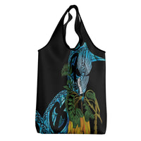 Turquoise New Zealand Kowhai And Piwakawaka Grocery Bag Maori Ngaru Paua Shell LT14 - Polynesian Pride