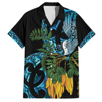Turquoise New Zealand Kowhai And Piwakawaka Hawaiian Shirt Maori Ngaru Paua Shell LT14 Turquoise - Polynesian Pride
