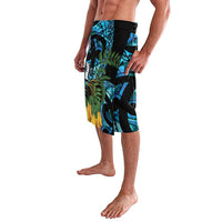 Turquoise New Zealand Kowhai And Piwakawaka Lavalava Maori Ngaru Paua Shell LT14 - Polynesian Pride
