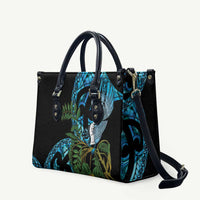 Turquoise New Zealand Kowhai And Piwakawaka Leather Bag Maori Ngaru Paua Shell LT14 Turquoise - Polynesian Pride