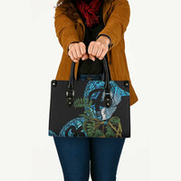 Turquoise New Zealand Kowhai And Piwakawaka Leather Bag Maori Ngaru Paua Shell LT14 - Polynesian Pride