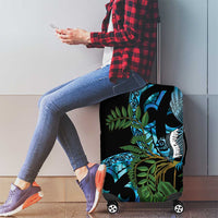 Turquoise New Zealand Kowhai And Piwakawaka Luggage Cover Maori Ngaru Paua Shell LT14 - Polynesian Pride
