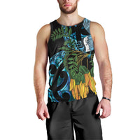 Turquoise New Zealand Kowhai And Piwakawaka Men Tank Top Maori Ngaru Paua Shell LT14 - Polynesian Pride