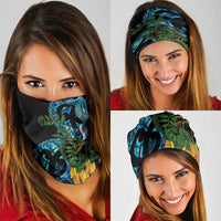 Turquoise New Zealand Kowhai And Piwakawaka Neck Gaiter Maori Ngaru Paua Shell LT14 - Polynesian Pride