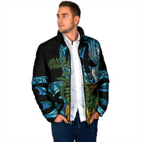 Turquoise New Zealand Kowhai And Piwakawaka Padded Jacket Maori Ngaru Paua Shell LT14 - Polynesian Pride