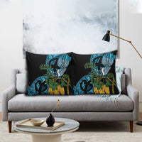 Turquoise New Zealand Kowhai And Piwakawaka Pillow Cover Maori Ngaru Paua Shell LT14 - Polynesian Pride