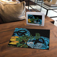 Turquoise New Zealand Kowhai And Piwakawaka Puzzle Maori Ngaru Paua Shell LT14 - Polynesian Pride