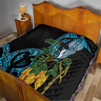 Turquoise New Zealand Kowhai And Piwakawaka Quilt Maori Ngaru Paua Shell LT14 - Polynesian Pride