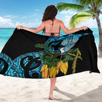 Turquoise New Zealand Kowhai And Piwakawaka Sarong Maori Ngaru Paua Shell LT14 - Polynesian Pride