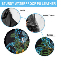 Turquoise New Zealand Kowhai And Piwakawaka Spare Tire Cover Maori Ngaru Paua Shell LT14 - Polynesian Pride