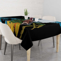 Turquoise New Zealand Kowhai And Piwakawaka Tablecloth Maori Ngaru Paua Shell LT14 - Polynesian Pride
