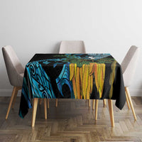 Turquoise New Zealand Kowhai And Piwakawaka Tablecloth Maori Ngaru Paua Shell LT14 - Polynesian Pride