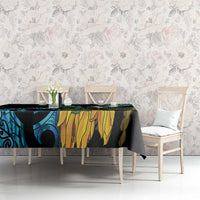 Turquoise New Zealand Kowhai And Piwakawaka Tablecloth Maori Ngaru Paua Shell LT14 - Polynesian Pride