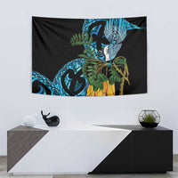Turquoise New Zealand Kowhai And Piwakawaka Tapestry Maori Ngaru Paua Shell LT14 - Polynesian Pride