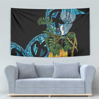 Turquoise New Zealand Kowhai And Piwakawaka Tapestry Maori Ngaru Paua Shell LT14 - Polynesian Pride