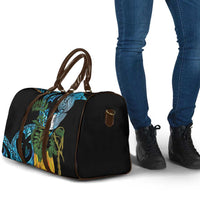 Turquoise New Zealand Kowhai And Piwakawaka Travel Bag Maori Ngaru Paua Shell LT14 - Polynesian Pride
