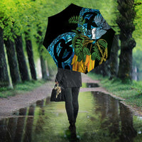 Turquoise New Zealand Kowhai And Piwakawaka Umbrella Maori Ngaru Paua Shell LT14 - Polynesian Pride