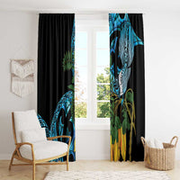 Turquoise New Zealand Kowhai And Piwakawaka Window Curtain Maori Ngaru Paua Shell LT14 - Polynesian Pride
