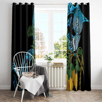 Turquoise New Zealand Kowhai And Piwakawaka Window Curtain Maori Ngaru Paua Shell LT14 - Polynesian Pride
