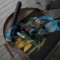 Turquoise New Zealand Kowhai And Piwakawaka Wrapping Paper Maori Ngaru Paua Shell LT14 - Polynesian Pride