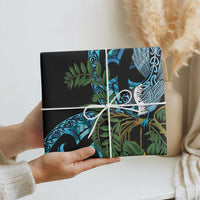 Turquoise New Zealand Kowhai And Piwakawaka Wrapping Paper Maori Ngaru Paua Shell LT14 - Polynesian Pride
