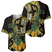 Yellow New Zealand Kowhai And Piwakawaka Baseball Jersey Maori Ngaru Paua Shell LT14 - Polynesian Pride