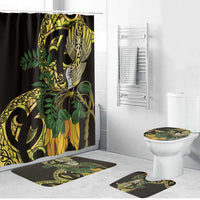 Yellow New Zealand Kowhai And Piwakawaka Bathroom Set Maori Ngaru Paua Shell LT14 Bathroom Set (4 pcs) Yellow - Polynesian Pride