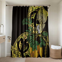 Yellow New Zealand Kowhai And Piwakawaka Bathroom Set Maori Ngaru Paua Shell LT14 Shower Curtain Only Yellow - Polynesian Pride
