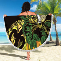 Yellow New Zealand Kowhai And Piwakawaka Beach Blanket Maori Ngaru Paua Shell LT14 - Polynesian Pride