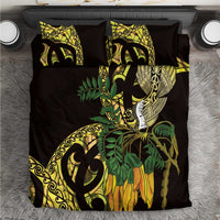 Yellow New Zealand Kowhai And Piwakawaka Bedding Set Maori Ngaru Paua Shell LT14 Yellow - Polynesian Pride