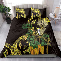 Yellow New Zealand Kowhai And Piwakawaka Bedding Set Maori Ngaru Paua Shell LT14 - Polynesian Pride