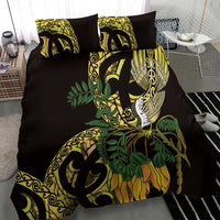 Yellow New Zealand Kowhai And Piwakawaka Bedding Set Maori Ngaru Paua Shell LT14 - Polynesian Pride