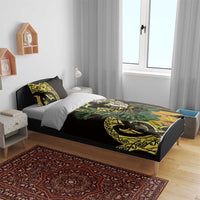 Yellow New Zealand Kowhai And Piwakawaka Bedding Set Maori Ngaru Paua Shell LT14 - Polynesian Pride