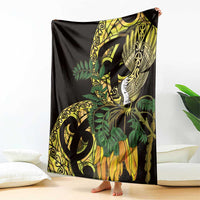 Yellow New Zealand Kowhai And Piwakawaka Blanket Maori Ngaru Paua Shell LT14 - Polynesian Pride