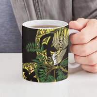 Yellow New Zealand Kowhai And Piwakawaka Ceramic Mug Maori Ngaru Paua Shell LT14 - Polynesian Pride