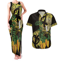 Yellow New Zealand Kowhai And Piwakawaka Couples Matching Tank Maxi Dress and Hawaiian Shirt Maori Ngaru Paua Shell LT14 Yellow - Polynesian Pride