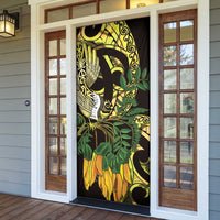 Yellow New Zealand Kowhai And Piwakawaka Door Cover Maori Ngaru Paua Shell LT14 - Polynesian Pride