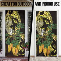 Yellow New Zealand Kowhai And Piwakawaka Door Cover Maori Ngaru Paua Shell LT14 - Polynesian Pride
