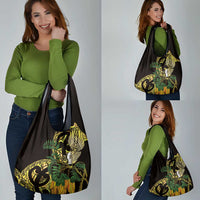 Yellow New Zealand Kowhai And Piwakawaka Grocery Bag Maori Ngaru Paua Shell LT14 - Polynesian Pride
