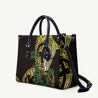 Yellow New Zealand Kowhai And Piwakawaka Leather Bag Maori Ngaru Paua Shell LT14 Yellow - Polynesian Pride